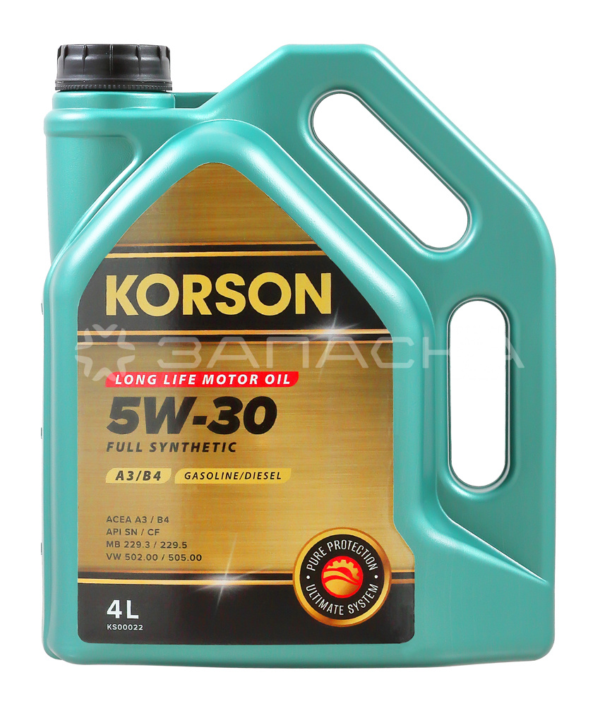 Купить Масло моторное синтетическое KORSON FULL SYNTHETIC A3/B4 5W30 (4л) в  Новосибирске и Бердске - Запаска